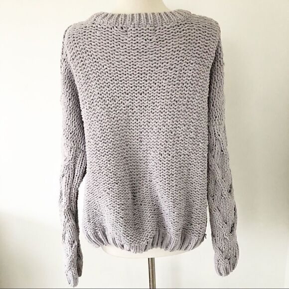 J.O.A. Gray Cable Knit Pullover Chunky Sweater - Picture 5 of 13